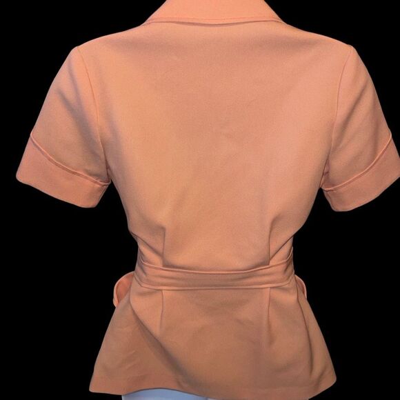 Vintage 70s Collage Town Peach Button Tie Waist Tailored Jacket Blazer Size 7/8 - Picture 8 of 8